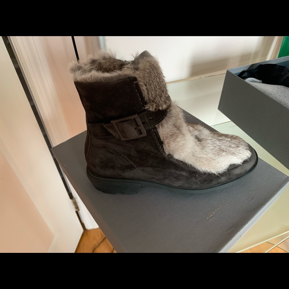 Men’s winter boots, Aquatalia Marcello Waxy Suede/Fur, size 9.5, made in Italy